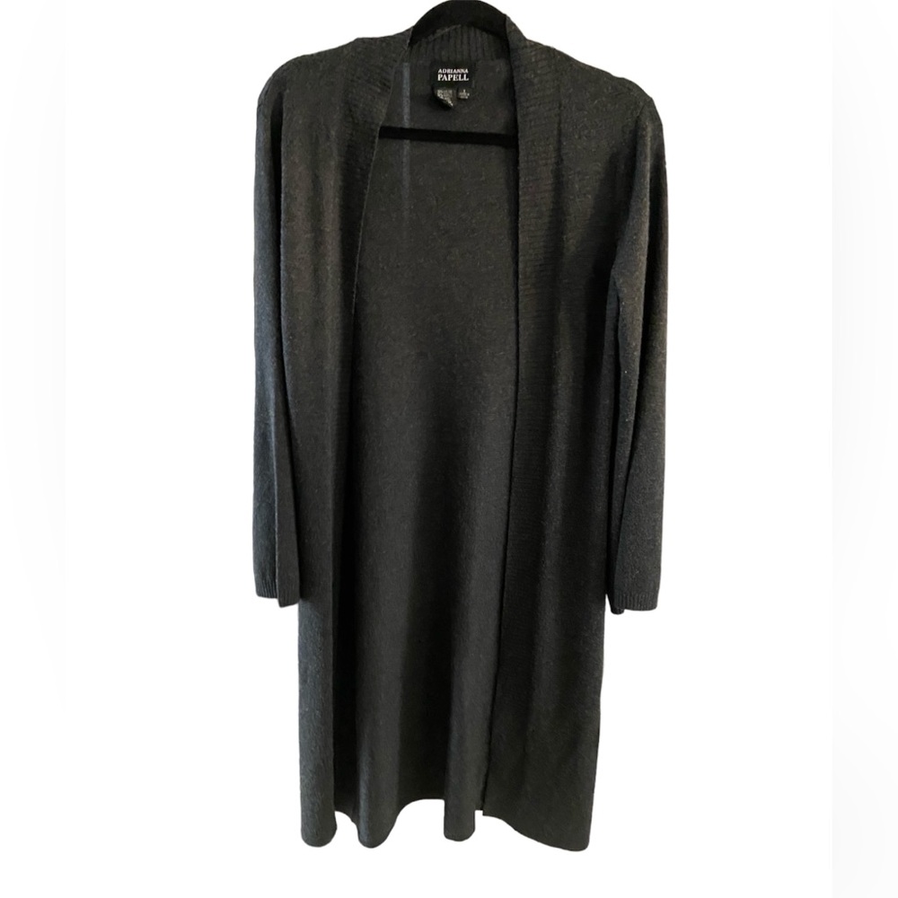 Adrianna Papell Gray Long Cashmere-Blend Cardigan